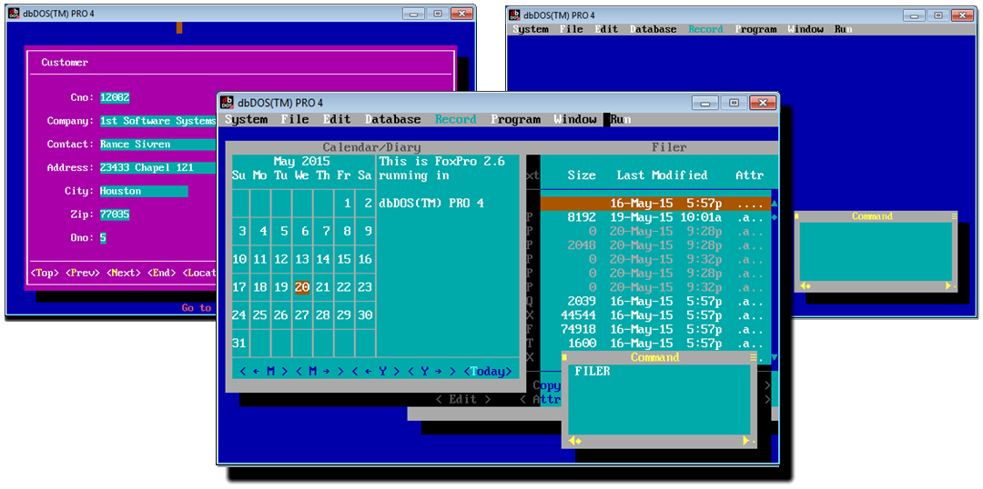 FoxPro for DOS running within dbDOS PRO 4